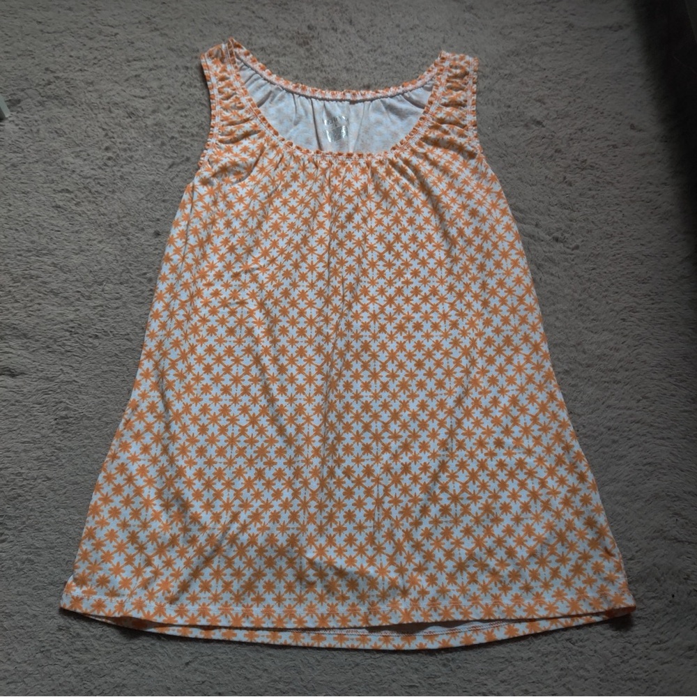 Merona Starry Orange and White Tank Top Floral